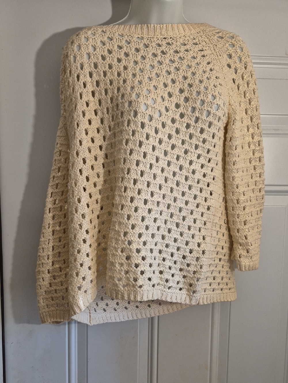 Cream Open-Weave Women's Sweater